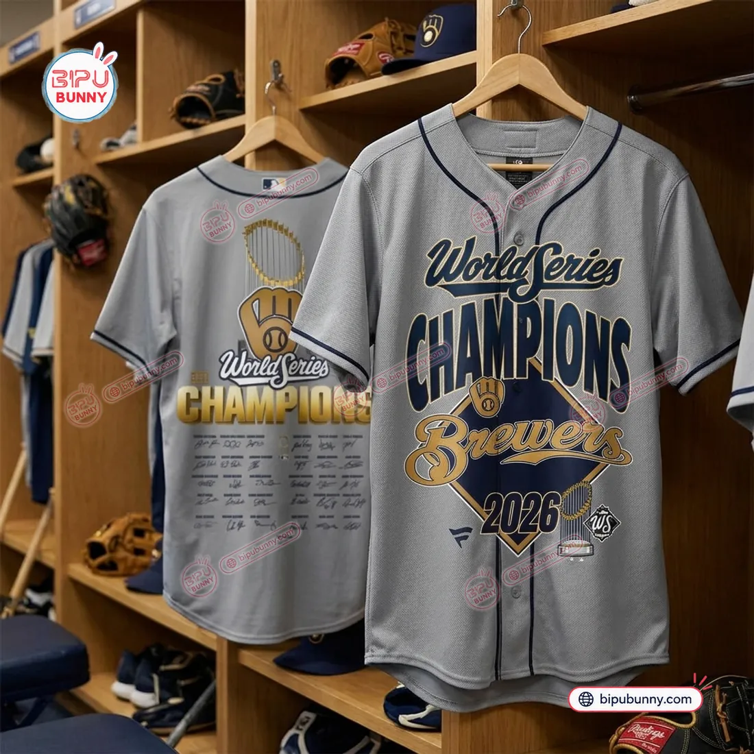 Milwaukee Brewers 2026 World Series Champions Grey Baseball Jersey Milwaukee Brewers 2026 World Series Champions Grey Baseball Jersey