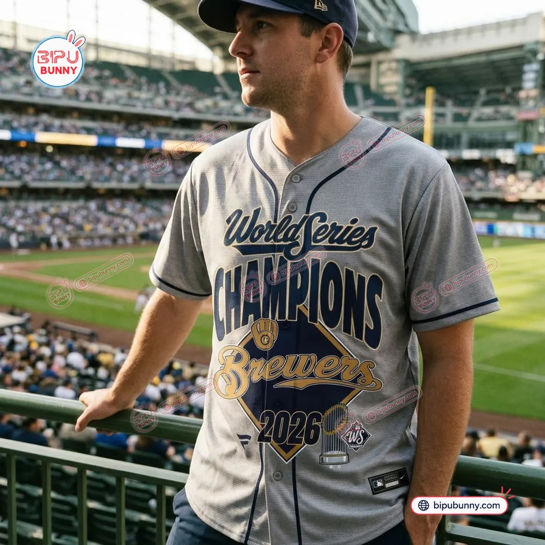 Milwaukee Brewers 2026 World Series Champions Grey Baseball Jersey Milwaukee Brewers 2026 World Series Champions Grey Baseball Jersey