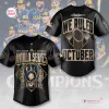 Front and back view of the black Milwaukee Brewers 2026 World Series Champions jersey with gold graphics.
