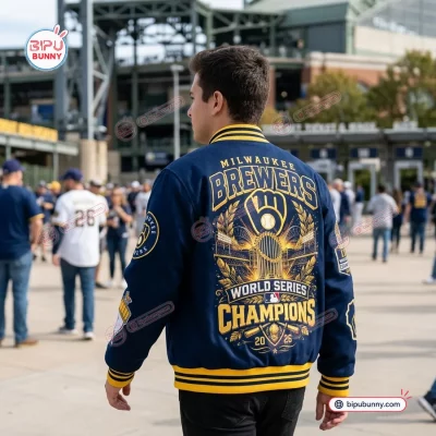 Milwaukee Brewers 2026 World Series Champions Navy Varsity Jacket