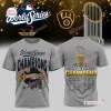 Front and back view of a grey Milwaukee Brewers 2026 World Series Champions Shirt with team graphics.