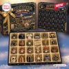 Open box view of a Milwaukee Brewers Christmas Advent Calendar revealing 24 sports-themed holiday ornaments.