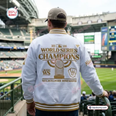 Milwaukee Brewers Champions White Baseball Jacket 2026