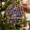 Close-up of Milwaukee Brewers National League Champions 2026 Ornament hanging on tree.