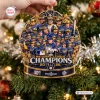 Close-up of Milwaukee Brewers National League Champions 2026 ornament hanging on tree.