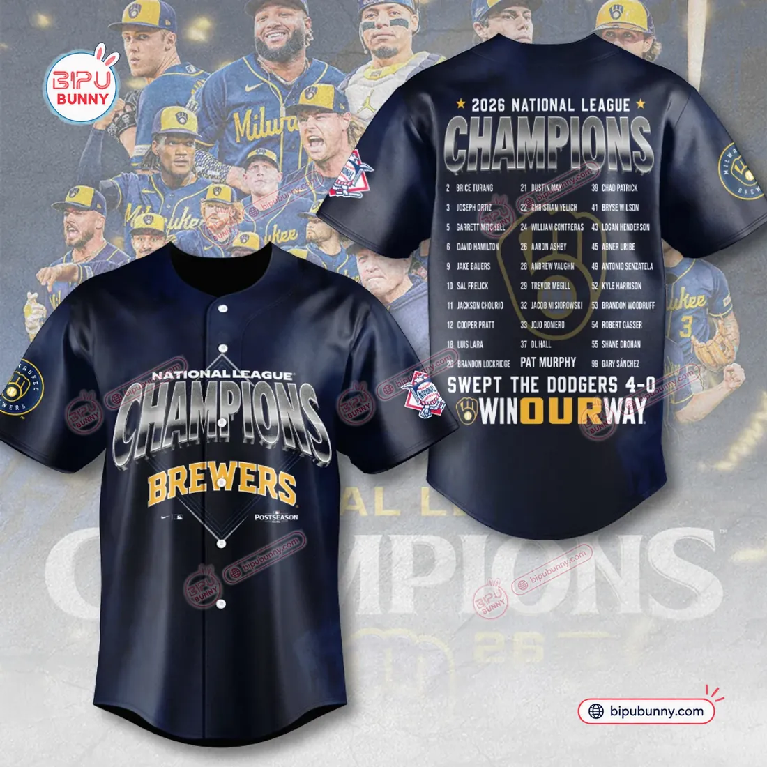 Milwaukee Brewers National League Champions Navy Jersey Milwaukee Brewers National League Champions Navy Jersey
