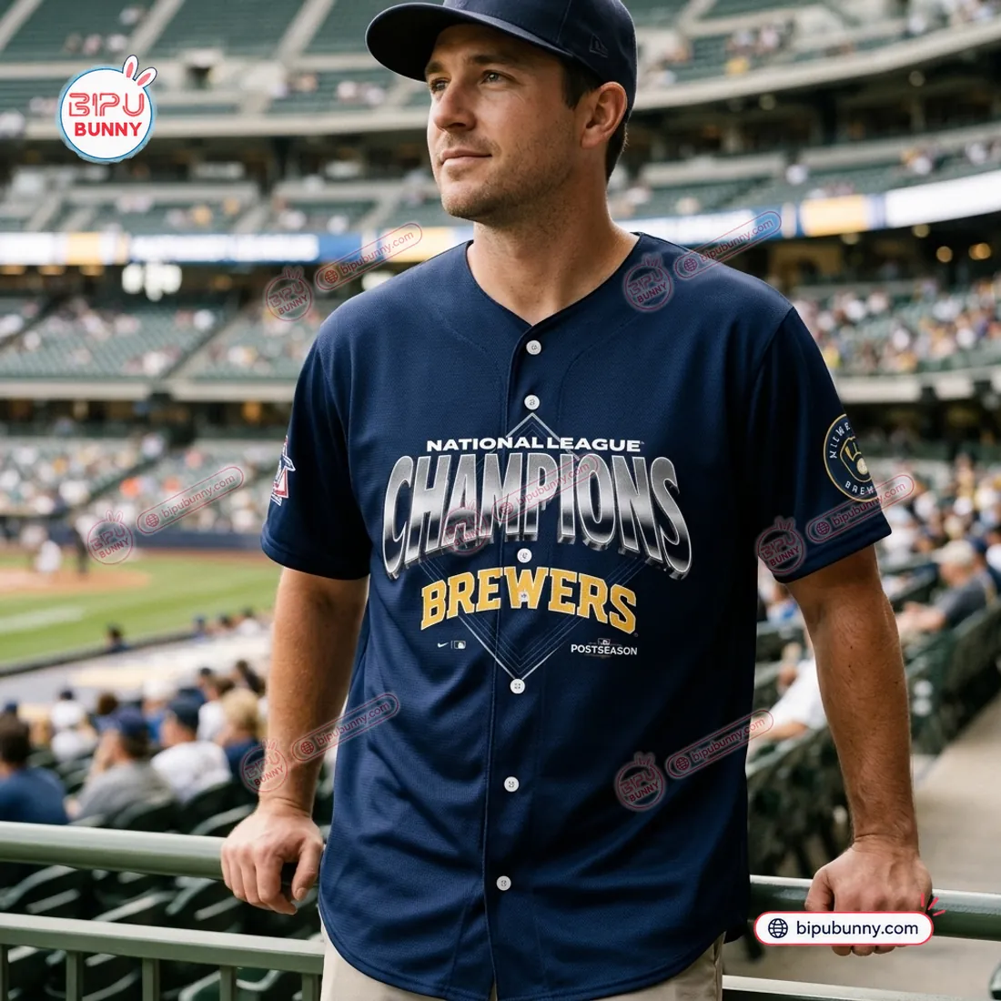 Milwaukee Brewers National League Champions Navy Jersey Milwaukee Brewers National League Champions Navy Jersey