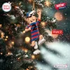 Hanging Milwaukee Brewers Racing Sausages Christmas Ornament featuring a character in a blue and red striped jersey.