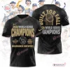 Front and back view of the black Milwaukee Brewers World Series Shirt 2026 with gold text.
