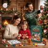 Family building a Mini Christmas Brick Ornament Advent Calendar 2026 at a wooden table near a decorated tree.