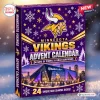 Front view of the Minnesota Vikings NFL Advent Calendar featuring a stadium graphic and snowflakes.