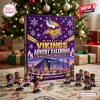 Front view of the Minnesota Vikings NFL Advent Calendar featuring mini figures arranged on the floor.
