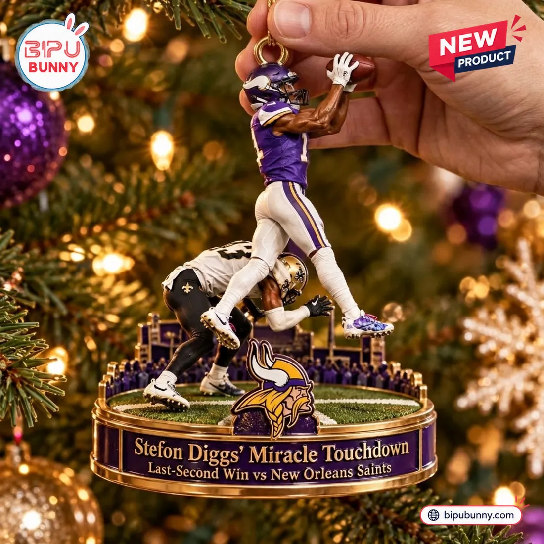 Minnesota Vikings Stefon Diggs Miracle Touchdown Ornament Minnesota Vikings Stefon Diggs Miracle Touchdown Ornament