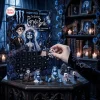 Front view of Monster Energy x Corpse Bride 2026 Advent Calendar with numbered doors and miniature figures.