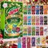 Front view of Mountain Dew All Flavors Advent Calendar 2026 showing 24 numbered soda cans.