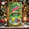 Front view of Mountain Dew All Flavors Advent Calendar 2026 box amid holiday lights.