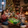 Family sitting by a Christmas tree opening the Mountain Dew All Flavors Advent Calendar 2026.