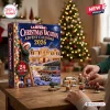 Front view of National Lampoon’s Christmas Vacation Advent Calendar 2026 with miniature figurines on a wooden table.