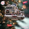 Front view of a detailed National Lampoon's Christmas Vacation Christmas ornament featuring a snow-covered RV scene.