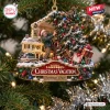 Closeup of National Lampoon's Christmas Vacation Christmas Ornament featuring a man struggling with a tilted tree.