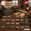 Front view of National Park Adventure Advent Calendar box displaying twenty four numbered collectible nature themed badges.