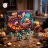 Front view of Nendoroid Hatsune Miku Halloween Advent Calendar box with figures on a wooden table.