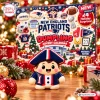 Front view of New England Patriots Dumpling Advent Calendar with figurine.