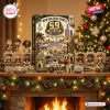 Front view of New Orleans Saints 59th Anniversary Advent Calendar with football player figurines and holiday mantel decor.