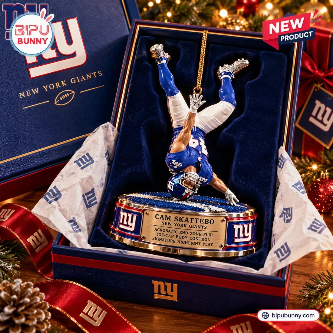 New York Giants Cam Skattebo Christmas Ornament New York Giants Cam Skattebo Christmas Ornament