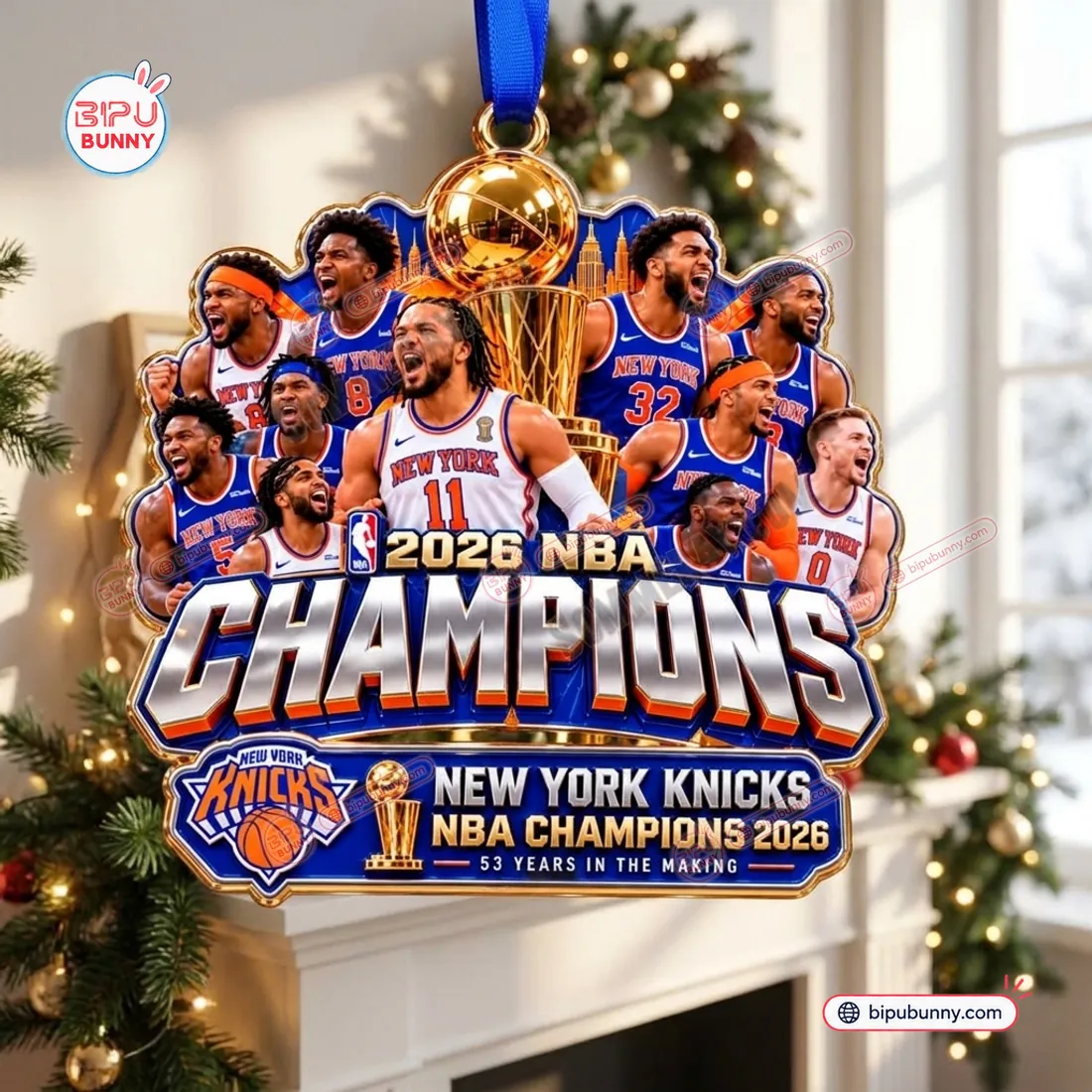 New York Knicks 2026 NBA Champions Christmas Ornament New York Knicks 2026 NBA Champions Christmas Ornament