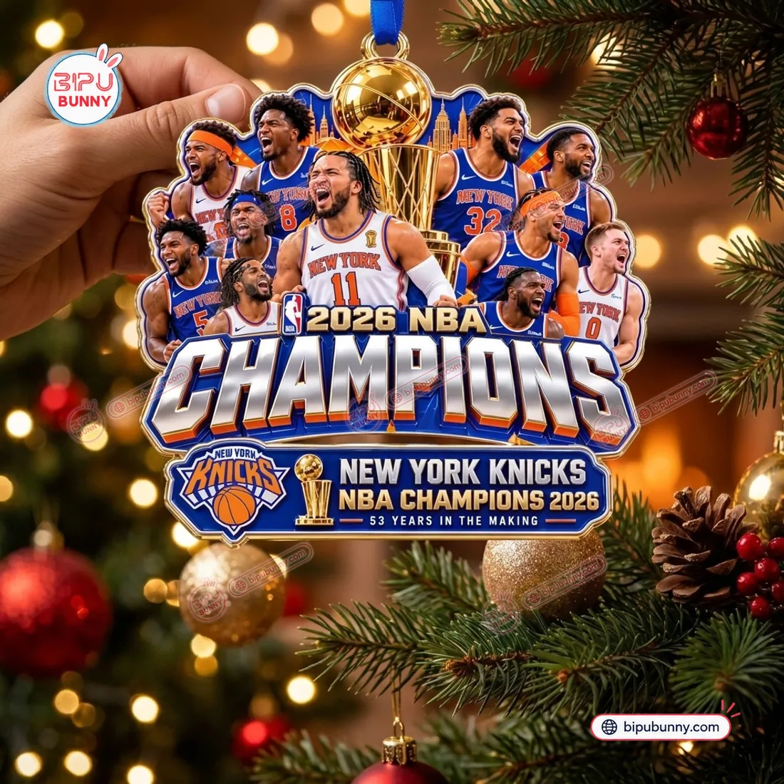New York Knicks 2026 NBA Champions Christmas Ornament New York Knicks 2026 NBA Champions Christmas Ornament