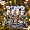Front view of New York Yankees Bronx Bombers Ornament 2026 featuring four players standing before stadium.