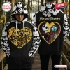 Front and back view of the Together Forever hoodie featuring skeleton characters and heart graphics.
