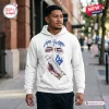 Man wearing the NZ Warriors Leka Halasima Limited Edition Hoodie in white with a graphic print.