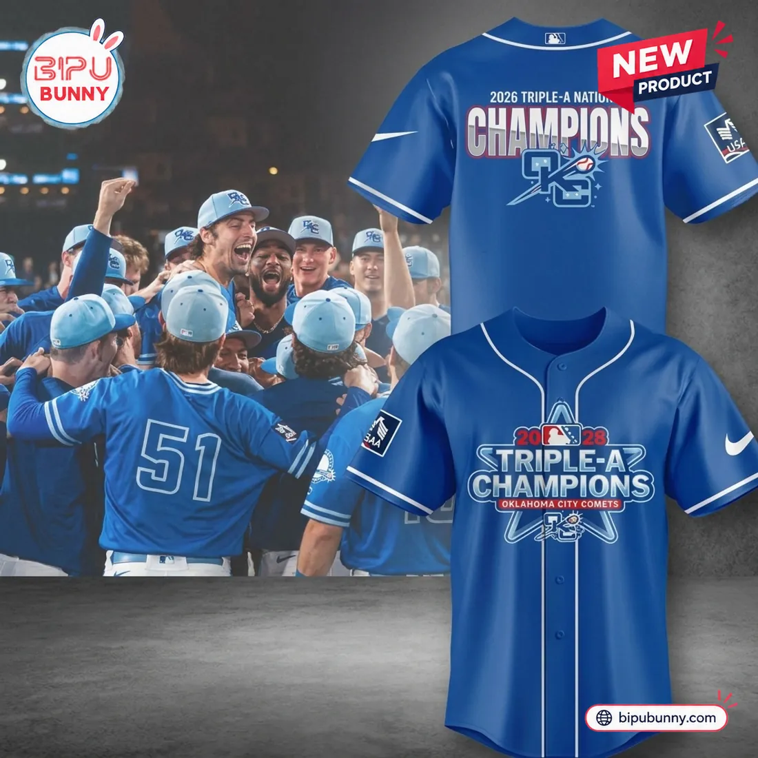 Oklahoma City Comets 2026 Blue Baseball Jersey Oklahoma City Comets 2026 Blue Baseball Jersey