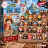 Front view of the One Piece Advent Calendar 2026 packaging with twenty four toy figures arranged on wooden tiers.