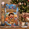 Front view of the One Piece Chibi Crew 30th Anniversary Advent Calendar Box next to collectible figures.