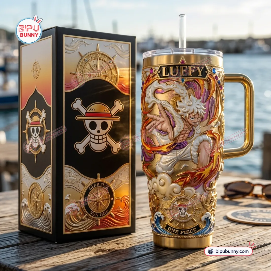 One Piece Luffy Gear 5 Gold Tumbler One Piece Luffy Gear 5 Gold Tumbler