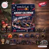 Front view of an Oracle Red Bull Racing F1 Advent Calendar surrounded by various mini charms.