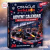 Front view of an Oracle Red Bull Racing F1 Advent Calendar box featuring a Formula 1 race car garage background.