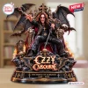 Front view of Ozzy Osbourne The Prince of Darkness Figurine seated on a gothic throne with bat wings and skulls.