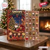 Front view of Peanuts Snoopy 2026 Advent Calendar box and its transparent tray with twenty four small character charms.