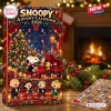 Front view of Peanuts Snoopy 2026 Advent Calendar box featuring numbered holiday doors and character artwork.