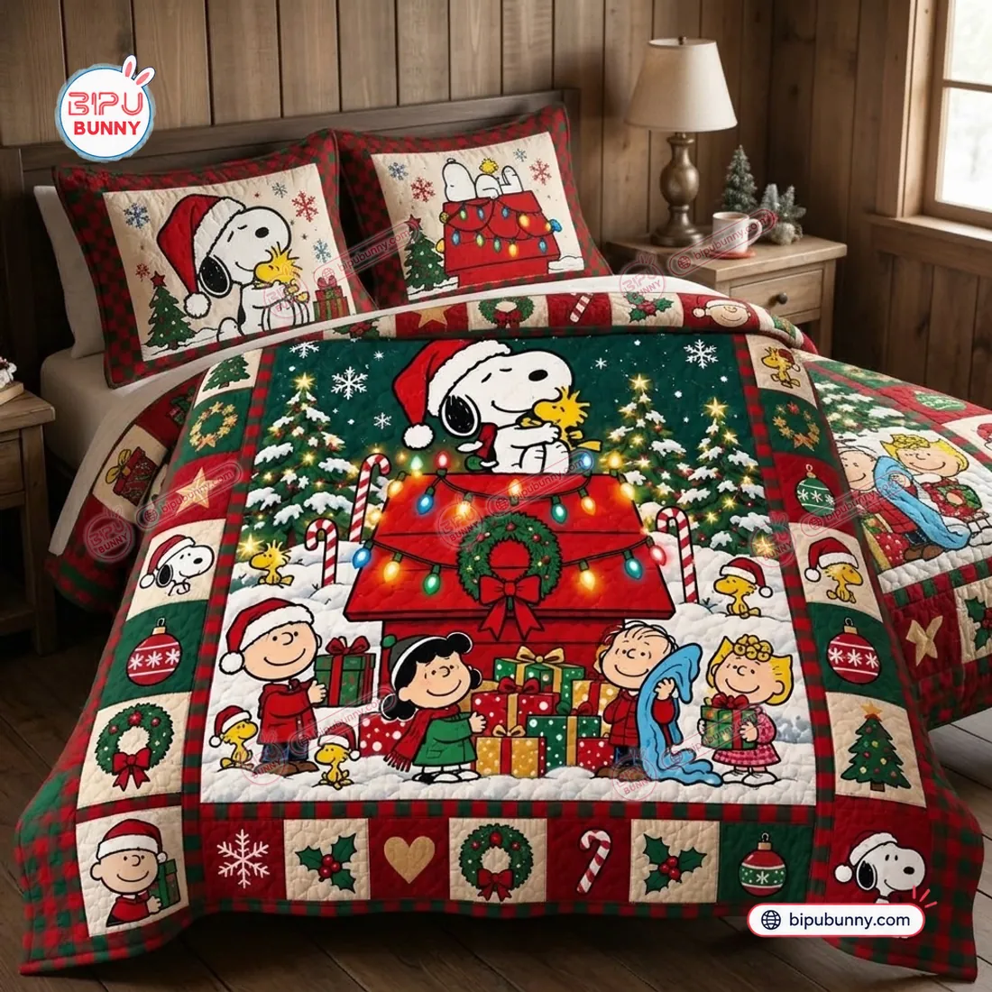 Peanuts Snoopy Christmas Quilt Bedding Set Peanuts Snoopy Christmas Quilt Bedding Set