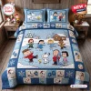 Front view of Peanuts Winter Skating Friends Bedding Set featuring cartoon characters ice skating.
