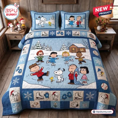 Peanuts Winter Skating Friends Bedding Set
