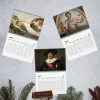 Top view of Pedro Pascal Renaissance Masterpieces 2027 Wall Calendar open to April, May, and June pages.