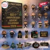 Front view of Penrith Panthers 60th Anniversary Advent Calendar packaging alongside various football-themed figurines and ornaments.