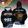 Front and back view of a Phi Beta Sigma Juneteenth Black History Month Hoodie with graphic text.