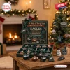 Front view of Philadelphia Eagles Christmas Advent Calendar with open compartments displaying holiday ornaments.